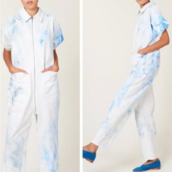 Rachel Comey Barrie Marble Ink Tie Dye Jumpsuit Coveralls Womens Size 12 EUC